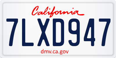 CA license plate 7LXD947