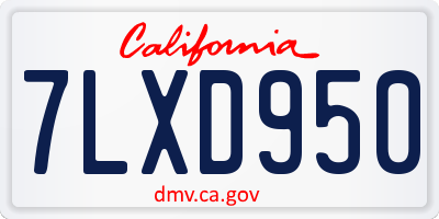 CA license plate 7LXD950