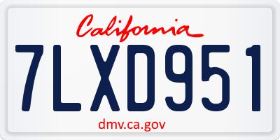 CA license plate 7LXD951