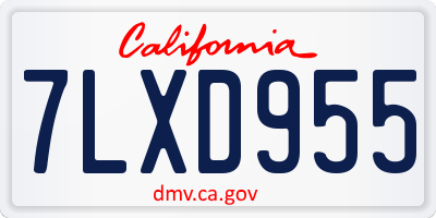CA license plate 7LXD955