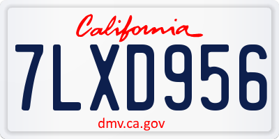 CA license plate 7LXD956