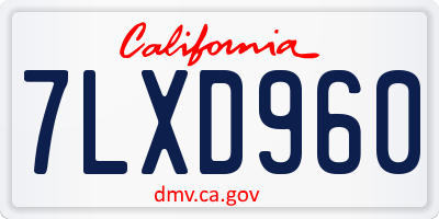 CA license plate 7LXD960