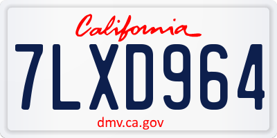 CA license plate 7LXD964