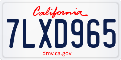 CA license plate 7LXD965