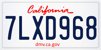 CA license plate 7LXD968