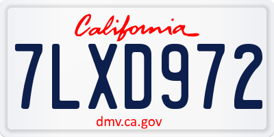 CA license plate 7LXD972