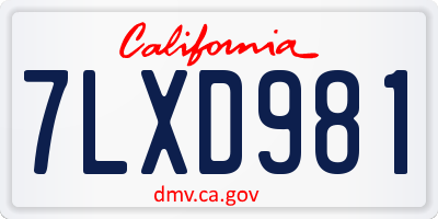 CA license plate 7LXD981