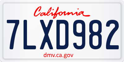 CA license plate 7LXD982