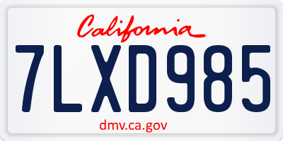 CA license plate 7LXD985