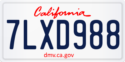 CA license plate 7LXD988
