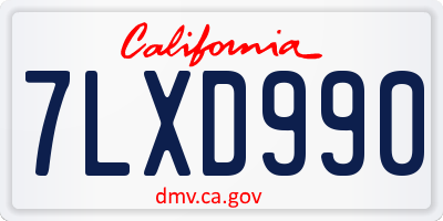 CA license plate 7LXD990