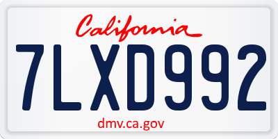 CA license plate 7LXD992