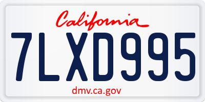 CA license plate 7LXD995