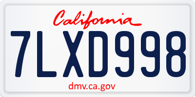 CA license plate 7LXD998