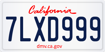 CA license plate 7LXD999