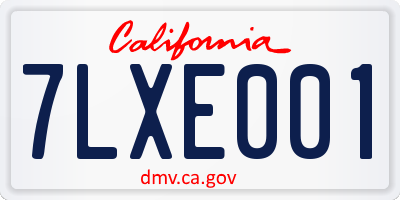 CA license plate 7LXE001