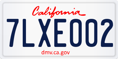 CA license plate 7LXE002