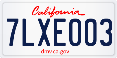 CA license plate 7LXE003