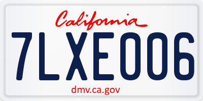 CA license plate 7LXE006
