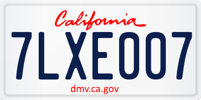 CA license plate 7LXE007