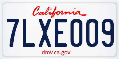 CA license plate 7LXE009