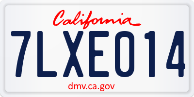 CA license plate 7LXE014
