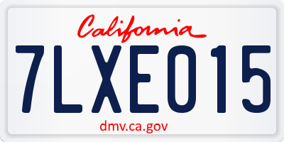 CA license plate 7LXE015