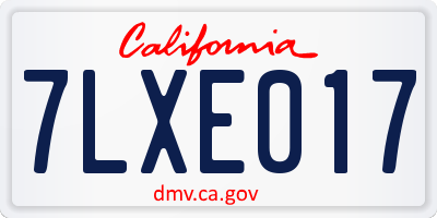 CA license plate 7LXE017