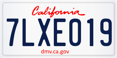 CA license plate 7LXE019
