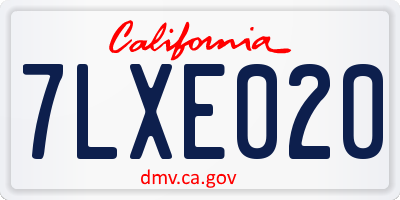 CA license plate 7LXE020