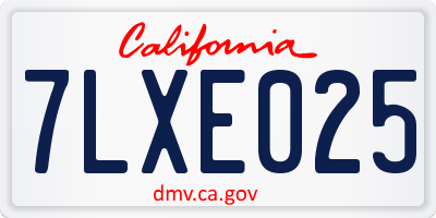 CA license plate 7LXE025