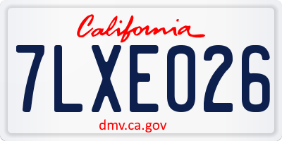 CA license plate 7LXE026