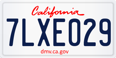 CA license plate 7LXE029