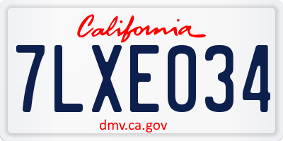 CA license plate 7LXE034