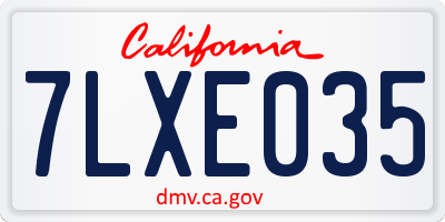 CA license plate 7LXE035