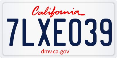 CA license plate 7LXE039