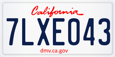 CA license plate 7LXE043