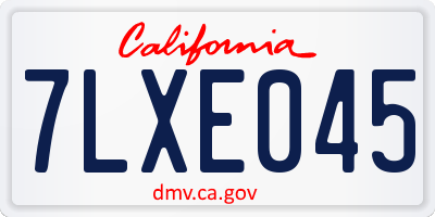 CA license plate 7LXE045