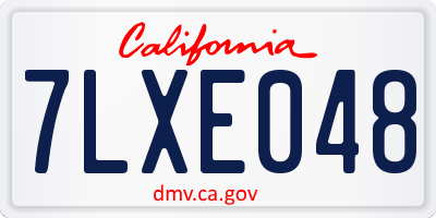 CA license plate 7LXE048