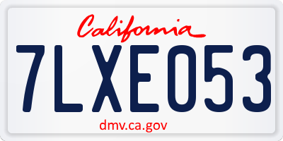 CA license plate 7LXE053