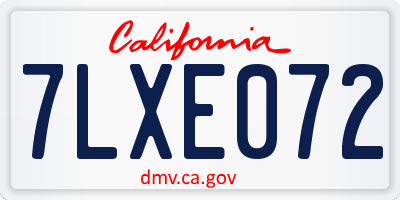 CA license plate 7LXE072