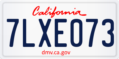 CA license plate 7LXE073