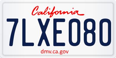 CA license plate 7LXE080