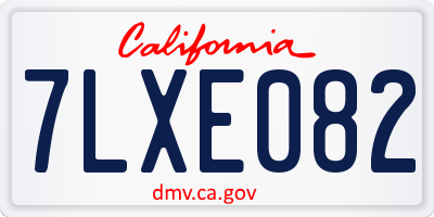 CA license plate 7LXE082