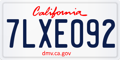 CA license plate 7LXE092
