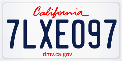 CA license plate 7LXE097