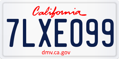 CA license plate 7LXE099