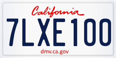 CA license plate 7LXE100