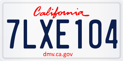 CA license plate 7LXE104
