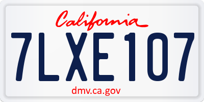 CA license plate 7LXE107